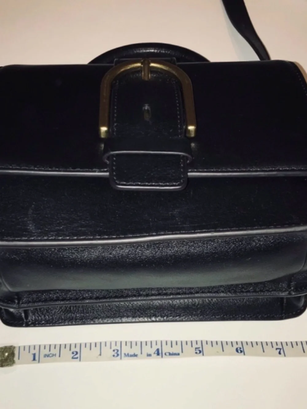 Fossil blackLeather Top-Handle Bag with Gold Buckle